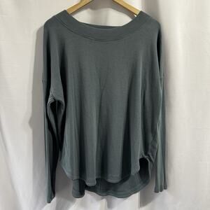 ATHLETA Teal PRESENCE Ribbed Open Back Long Sleeve Sweatshirt Top Women’s Large